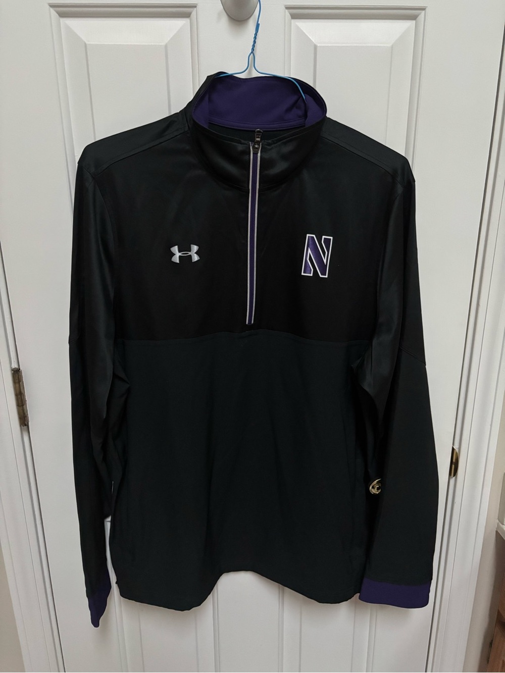 Under Armour Black and Purple Northwestern 1/4 Zip Lightweight Jacket